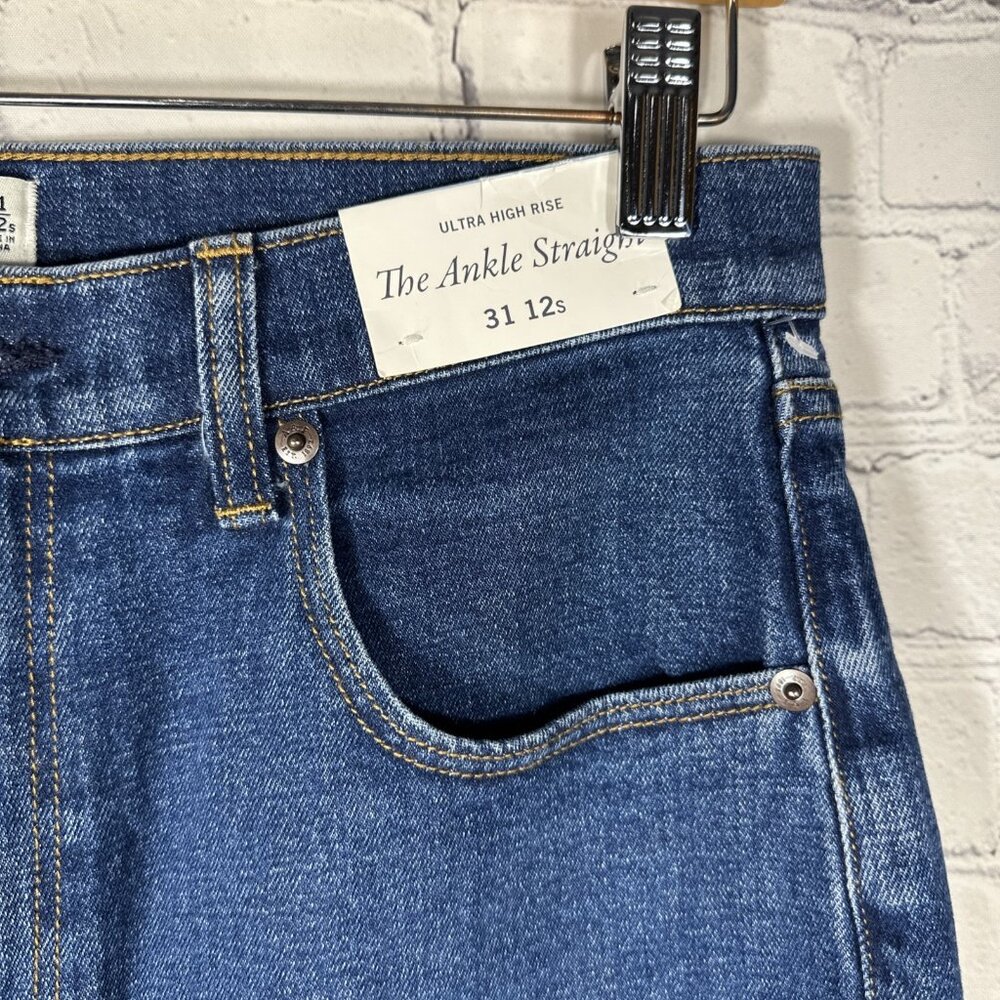 Abercrombie & Fitch Women's Straight Leg Jeans - Deep Indigo Blue Denim - Picture 2 of 10